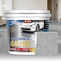 YOA Epoxy Colored Sand Self Leveling Flat Floor Paint (Sea Grey 1 Gallon), Two-Part Resin Kit, Low VOC Waterproof Anti-Scratch Seamless Finish for Garage, Basement & Workshop
