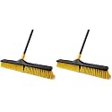 Yocada 24 inch Push Broom Brush 65.3 inch Long Stiff Bristles Heavy-Duty (Pack of 2)