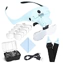 YOCTOSUN Magnifying Glasses with 4 LED Lights, 1X to 3.5X Head Magnifier