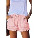 YOCUR Womens Casual Shorts,Lightweight Trendy Comfy Cute Drawstring Shorts