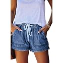 YOCUR Womens Casual Shorts,Lightweight Trendy Comfy Cute Drawstring Shorts