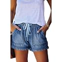 YOCUR Womens Casual Shorts,Lightweight Trendy Comfy Cute Drawstring Shorts