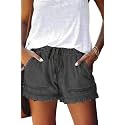 YOCUR Womens Casual Shorts,Lightweight Trendy Comfy Cute Drawstring Shorts