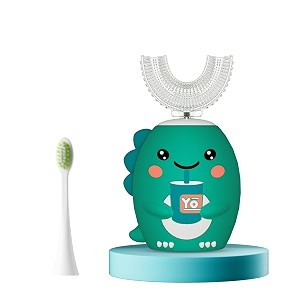 yodabai kids electric toothbrushchildren39s u shaped waterproof automatic smart timer tooth brushcute cartoon ultrasonic usb rechargeable toothbrushestoddlers 360 cleaning8-15 year oldgreen