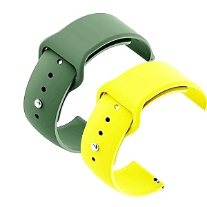 yodi casual watch strap classic accessories belt band for noise colorfit pulse grand smartwatch soft silicon straps combo pack set of 2 green-yellow