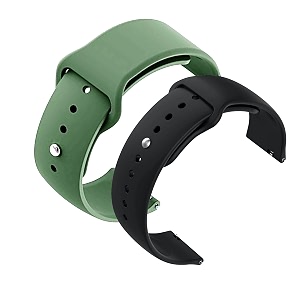 yodi casual watch strap classic accessories belt band for noise colorfit pulse grand smartwatch soft silicon straps combo pack set of 2 green-black