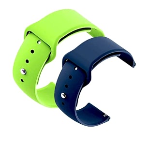 yodi casual watch strap classic accessories belt band for noise colorfit pulse grand smartwatch soft silicon straps combo pack set of 2 parrot green-blue