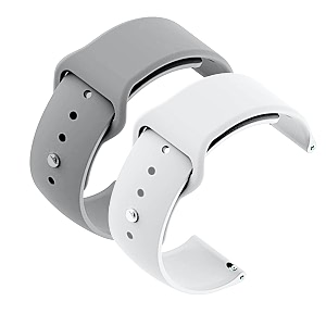 yodi casual watch strap classic accessories belt band for noise colorfit pulse grand smartwatch soft silicon straps combo pack set of 2 grey-white