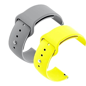 yodi casual watch strap classic accessories belt band for noise colorfit pulse grand smartwatch soft silicon straps combo pack set of 2 grey-yellow