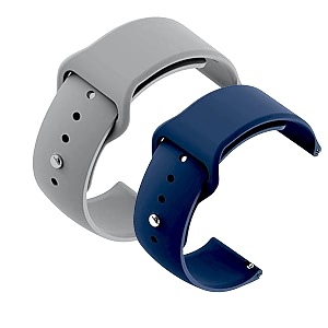 yodi casual watch strap classic accessories belt band for noise colorfit pulse grand smartwatch soft silicon straps combo pack set of 2 grey-blue