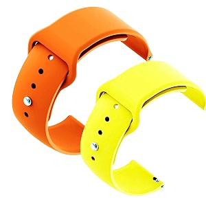 yodi casual watch strap classic accessories belt band for noise colorfit pulse grand smartwatch soft silicon straps combo pack set of 2 orange-yellow
