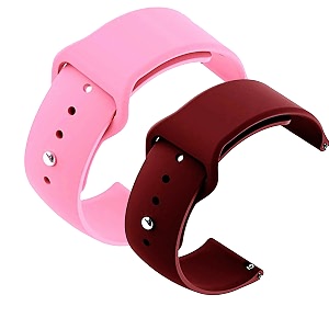 yodi casual watch strap classic accessories belt band for noise colorfit pulse grand smartwatch soft silicon straps combo pack set of 2 pink-winred