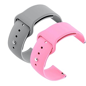 yodi casual watch strap classic accessories belt band for noise colorfit pulse grand smartwatch soft silicon straps combo pack set of 2 grey-pink