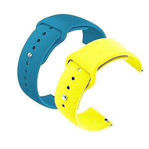 yodi casual watch strap classic accessories belt band for noise colorfit pulse grand smartwatch soft silicon straps combo pack set of 2 mist blue-yellow