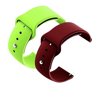 yodi casual watch strap classic accessories belt band for noise colorfit pulse grand smartwatch soft silicon straps combo pack set of 2 parrot green-winred