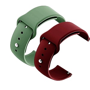 yodi casual watch strap classic accessories belt band for noise colorfit pulse grand smartwatch soft silicon straps combo pack set of 2 green-winred
