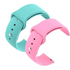 yodi casual watch strap classic accessories belt band for noise colorfit pulse grand smartwatch soft silicon straps combo pack set of 2 light green-pink
