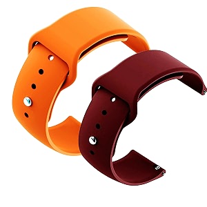 yodi casual watch strap classic accessories belt band for noise colorfit pulse grand smartwatch soft silicon straps combo pack set of 2 orange-winred