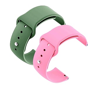 yodi casual watch strap classic accessories belt band for noise colorfit pulse grand smartwatch soft silicon straps combo pack set of 2 green-pink