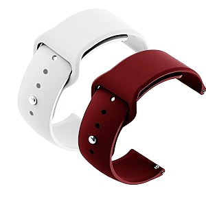 yodi casual watch strap classic accessories belt band for noise colorfit pulse grand smartwatch soft silicon straps combo pack set of 2 white-winred