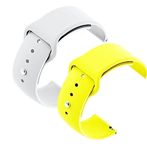 yodi casual watch strap classic accessories belt band for noise colorfit pulse grand smartwatch soft silicon straps combo pack set of 2 white-yellow