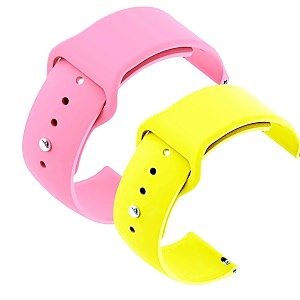 yodi casual watch strap classic accessories belt band for noise colorfit pulse grand smartwatch soft silicon straps combo pack set of 2 pink-yellow