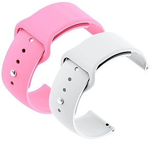 yodi casual watch strap classic accessories belt band for noise colorfit pulse grand smartwatch soft silicon straps combo pack set of 2 pink-white