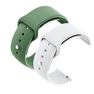 yodi casual watch strap classic accessories belt band for noise colorfit pulse grand smartwatch soft silicon straps combo pack set of 2 green-white