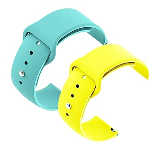 yodi casual watch strap classic accessories belt band for noise colorfit pulse grand smartwatch soft silicon straps combo pack set of 2 light green-yellow