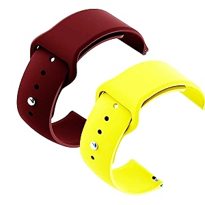 yodi casual watch strap classic accessories belt band for noise colorfit pulse grand smartwatch soft silicon straps combo pack set of 2 winred-yellow