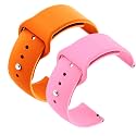 YODI Casual Watch Strap Classic Accessories Belt Band For Noise Colorfit Pulse Grand Smartwatch Soft Silicon Straps Combo Pack (Set Of 2) (ORANGE-PINK)