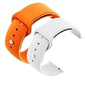 YODI Casual Watch Strap Classic Accessories Belt Band For Noise Colorfit Pulse Grand Smartwatch Soft Silicon Straps Combo Pack (Set Of 2) (ORANGE-WHITE)