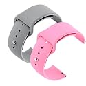 YODI Casual Watch Strap Classic Accessories Belt Band For Noise Colorfit Pulse Grand Smartwatch Soft Silicon Straps Combo Pack (Set Of 2) (GREY-PINK)
