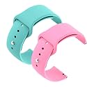 YODI Casual Watch Strap Classic Accessories Belt Band For Noise Colorfit Pulse Grand Smartwatch Soft Silicon Straps Combo Pack (Set Of 2) (LIGHT GREEN-PINK)