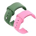 YODI Casual Watch Strap Classic Accessories Belt Band For Noise Colorfit Pulse Grand Smartwatch Soft Silicon Straps Combo Pack (Set Of 2) (GREEN-PINK)