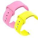YODI Casual Watch Strap Classic Accessories Belt Band For Noise Colorfit Pulse Grand Smartwatch Soft Silicon Straps Combo Pack (Set Of 2) (PINK-YELLOW)