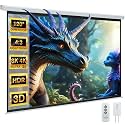 YODOLLA 120" Projector Screen Motorized 4:3 for Home Theater Outdoor White