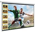 YODOLLA 72" Projector Screen Motorized 16:9 for Home Theater Outdoor White