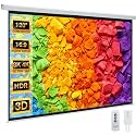 YODOLLA Motorized Projector Screen 120 inch 16:9 White, Electric Auto Pull Down Movie Screen with Remote, 4K 8K HD 3D Ready, Wall Ceiling Mount for Home Theater Backyard Patio Outdoor Indoor