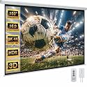YODOLLA Motorized Projector Screen 150 inch 16:9 White, Electric Auto Pull Down Movie Screen with Remote, 4K 8K HD 3D Ready, Wall Ceiling Mount for Home Theater Backyard Patio Outdoor Indoor