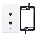 RJ45 Wall Plate 2 Port, White, Female Cat7 Keystone Jack, 1 Pack