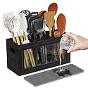 Yofidra Bamboo Kitchen Utensil Holder with Drying Stone and 6 Compartments
