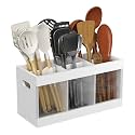 Yofidra Bamboo Kitchen Utensil Holder with Drying Stone and 6 Compartments