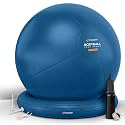 Yoga Ball Chair for Office Desk with Base - Ergonomic Balance &amp; Stability Exercise Ball Seat for Adults - Active Sitting for Posture, Core &amp; Back Pain Relief, Home Gym, Therapy, Pump