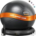 Yoga Ball Chair for Office Desk with Base - Ergonomic Balance &amp; Stability Exercise Ball Seat for Adults - Active Sitting for Posture, Core &amp; Back Pain Relief, Home Gym, Therapy, Pump