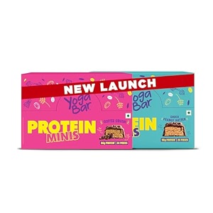 yoga bar protein minis combo  choco peanut butter  coffee crush  high protein snack bars  24 pieces each  86g protein per pack  healthy snack  new launch