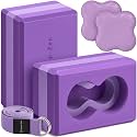 Yoga Blocks Wrist Support; Yoga Blocks 2 Pack with Knee Pads and Strap to Put Less Weight on Wrists; Durable, Versatile Yoga Brick Exercise Block Set, Blocks Yoga