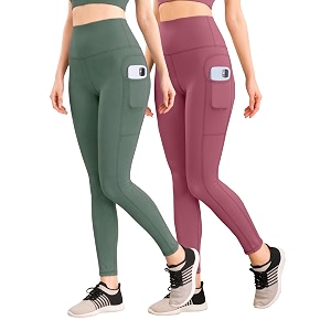 yoga pant for womens high wasit tights with side pocket slim fit gym wear running sports wear leggings stretchable combo pack of 2