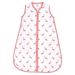 yoga sprout baby soft jersey safe wearable sleeping bag flamingo muslin 0-6 months
