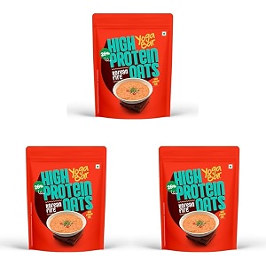 yogabar 26g high protein oats 1kg  korean fire - masala oats with 26g protein per 100g amp no palm oil - oats high protein for gym- protein blend with whey protein powder - with chia sunflower amp pumpkin seeds amp probiotics